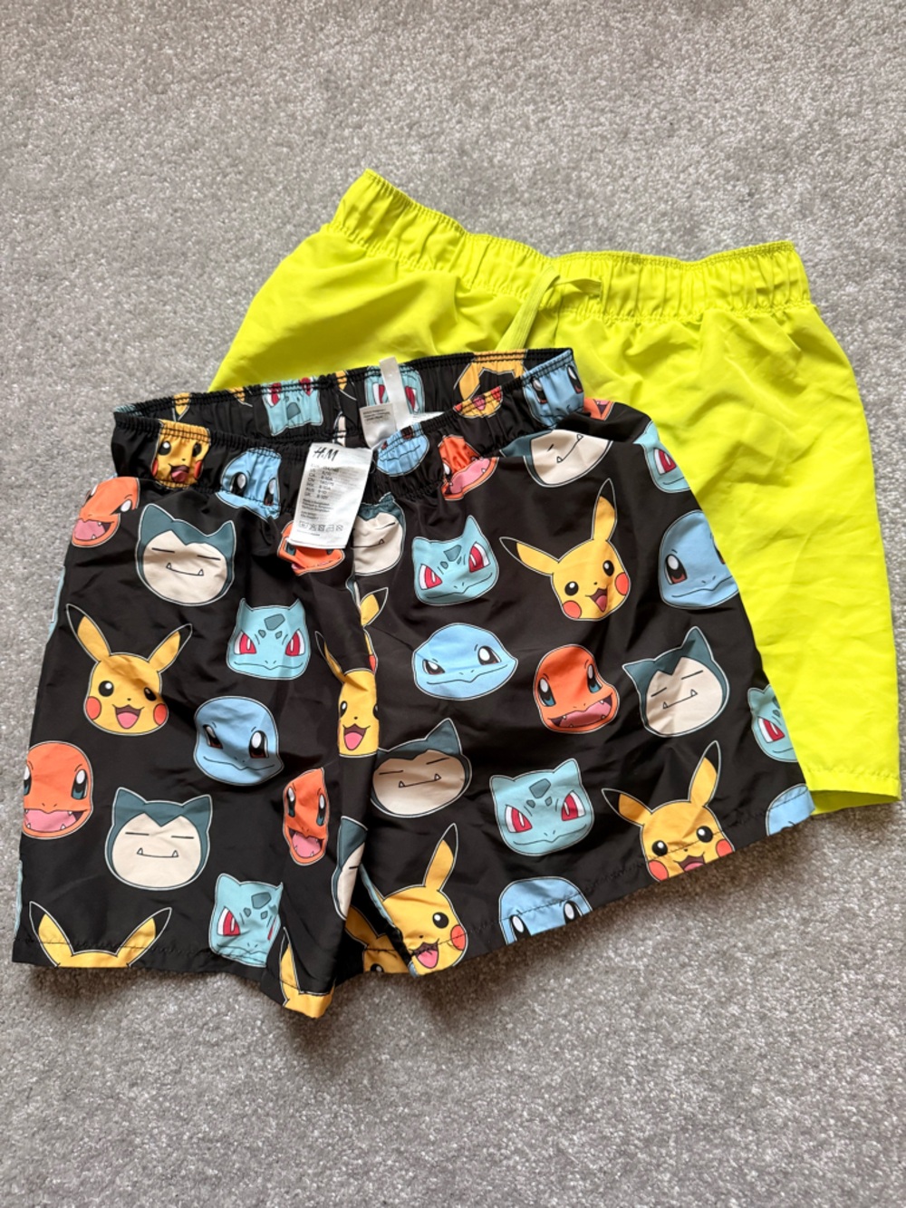 H&M Black Pokémon Face Print Kids Swim Shorts